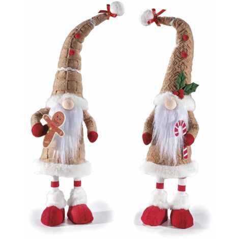 Set 2 Babbi Natale da Vetrina Dondolanti - Altezza 49 cm - Addobbi Natalizi
