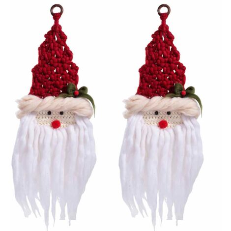 Set 2 Babbo Natale in maglia da appendere - Decorazioni per l'albero e la casa