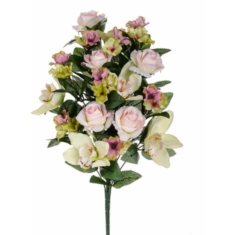 Set 8 Rose Artificiali Semi Aperta Altezza 37 cm Rosa