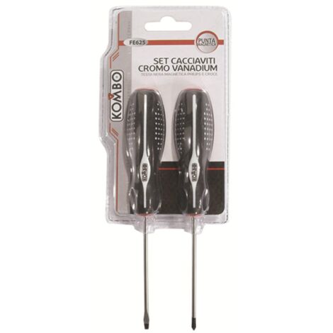 Set 2 Cacciaviti in Cromo Vanadium Croce e Spaccato Manico Antiscivolo