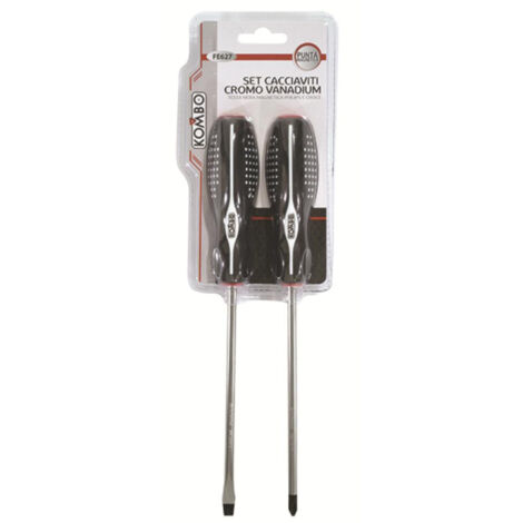 Set 2 Cacciaviti in Cromo Vanadium Croce e Spaccato manico antiscivolo