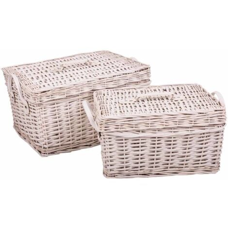 Set 2 cajas de mimbre blancas