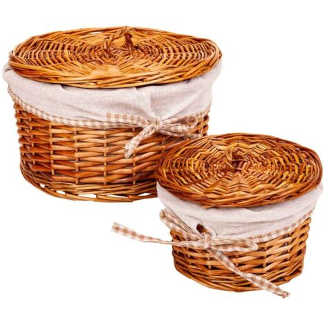 Set 2 cajas de mimbre marrones