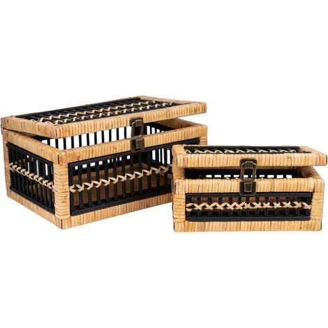 Set 2 Cajas Rattan/Madera 835000