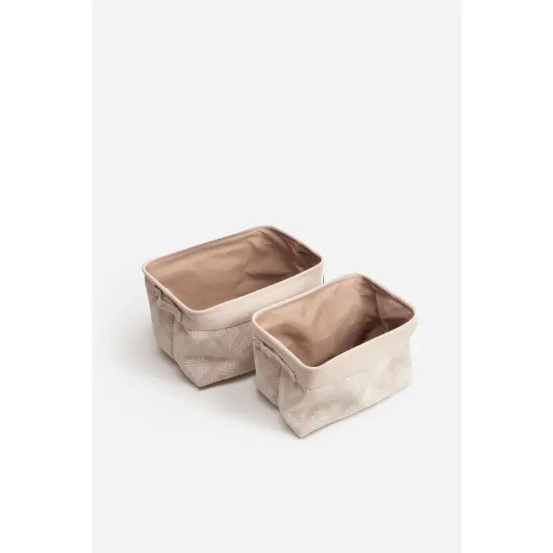 Set 2 Cajoneras Rectangulares de Tela Color Crema