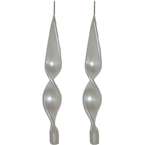 Set 2 candele bianco perla a spirale fiamma per candeliere candelabro decorazioni casa tavola centrotavola di natale addobbi