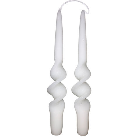 Set 2 candele spirale bianco centrotavola di natale in cera H 23 decorazioni addobbi natalizi tavola ondulata