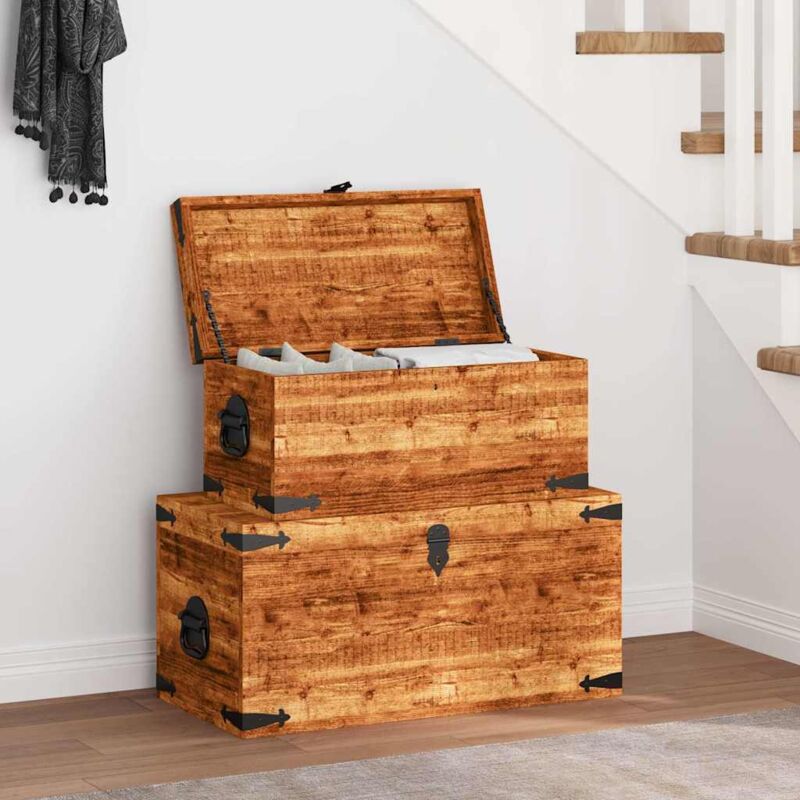 Casse Di Stoccaggio 2 Pz In Legno Ruvido Di Mango Vidaxl