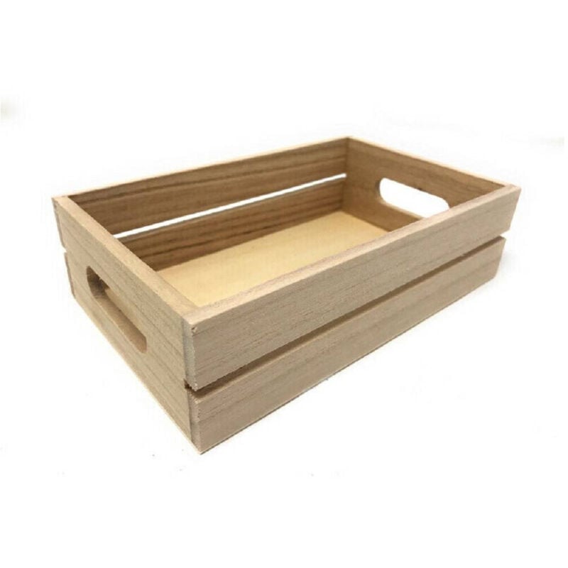 Trade Shop Traesio - Set 2 Cassette Rettangolari Legno x Decoupage Cassetta Con Manici Portaoggetti -