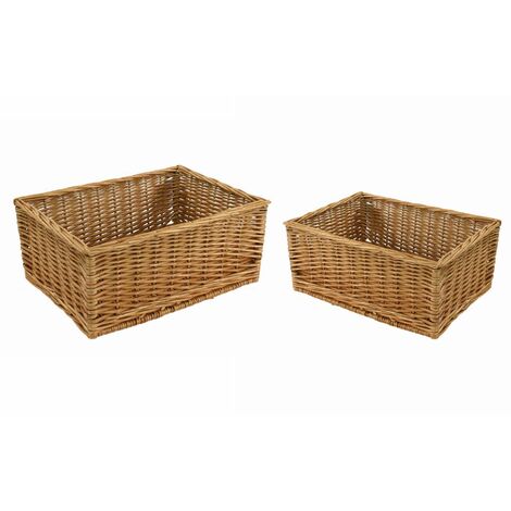 Set 2 Cassetti in vimini naturale rettangolare