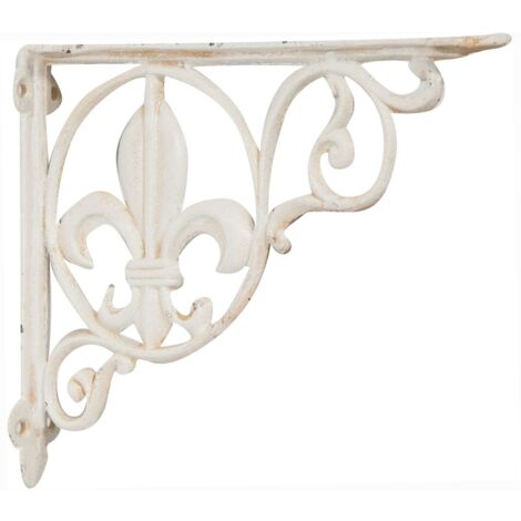 Set 2 Cast iron made antiqued white finish W23,3xP3xH17,5 cm sized wall shelf