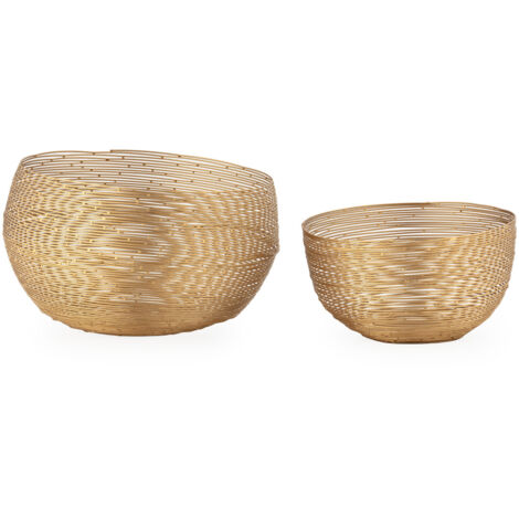 Set/2 Centro De Mesa 33X33X20/26X26X15 Metal Dorado