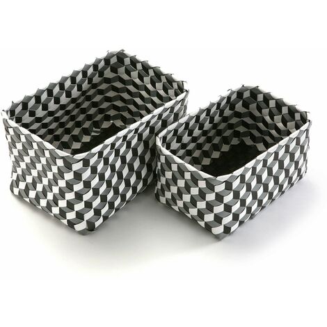 SET 2 CESTAS 3D RECTANG GRISES