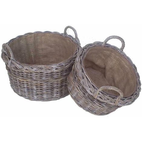 Set 2 Ceste cloe con m tonda con fodera juta