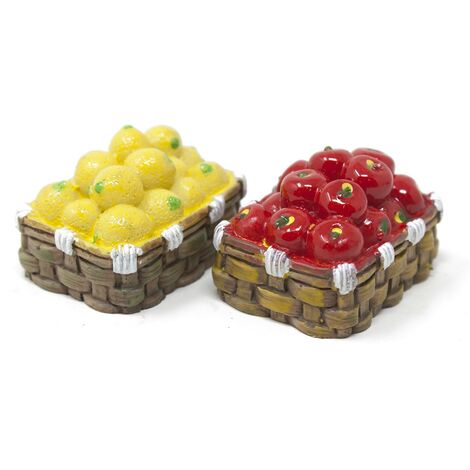 Set 2 Ceste in Resina con Mele e Limoni 11275