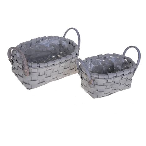 Set 2 Cesti Ovali in Vimini Larghezza 30 cm