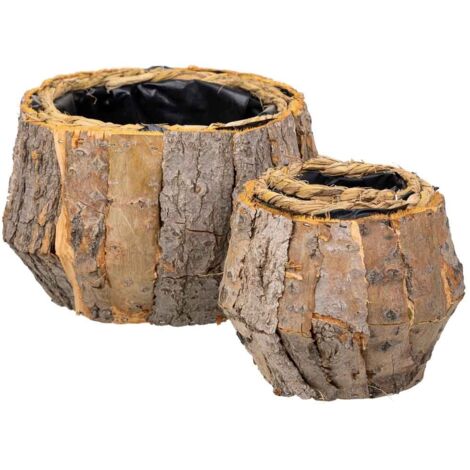 Set 2 cestos de madera marrones