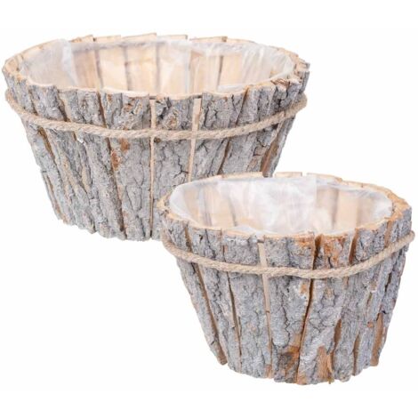 Set 2 cestos de madera marrones