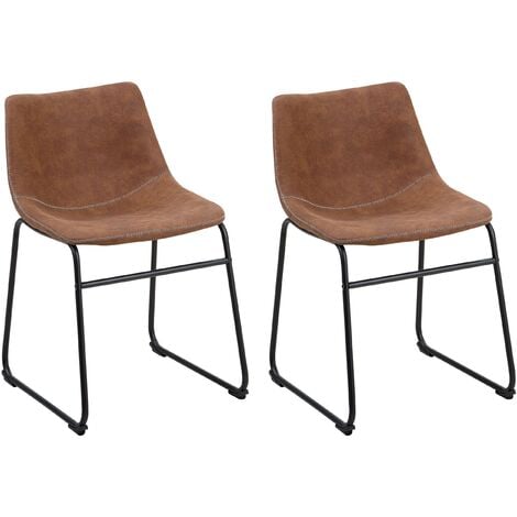 BELIANI Lot de 2 chaises en tissu marron BATAVIA - Marron