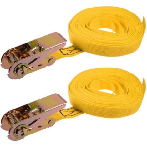 Set 2 Cinghie Ancoraggio a Cricchetto Cinghia Tensione 25mm x 5m 250kg 121004