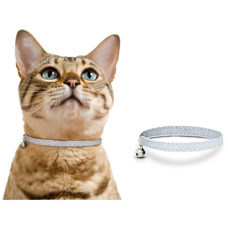 Set 2 Collare Cinturino Gatto Brillantinato Modello Lux Con Sonaglio