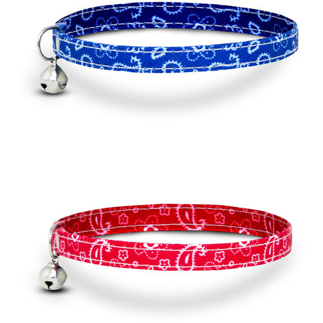 Set 2 Collare Gatto Modello Easy 1 Blu 1 Rosso Estendibile Con Sonaglio
