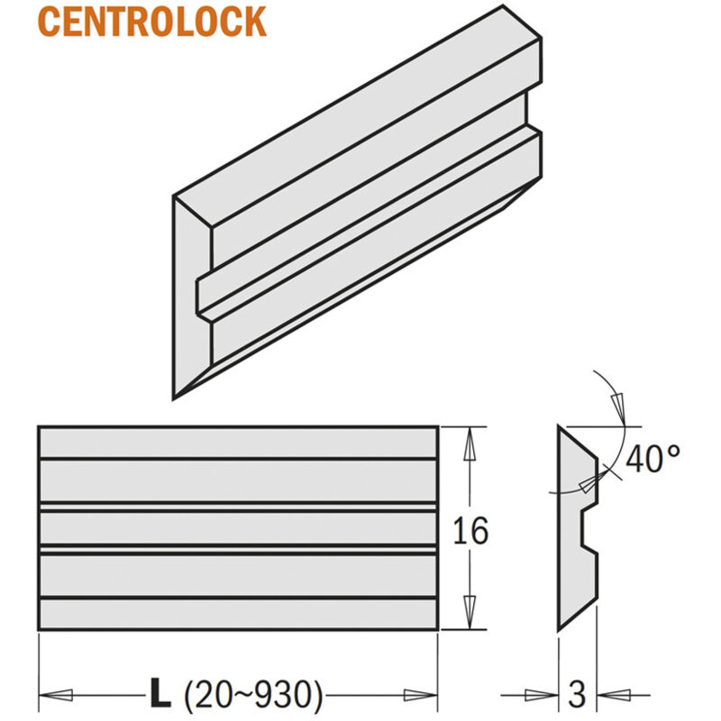 795.170.16 SET 2 COLTELLI -SISTEMA CENTROLOCK- 170x16x3mm HPS