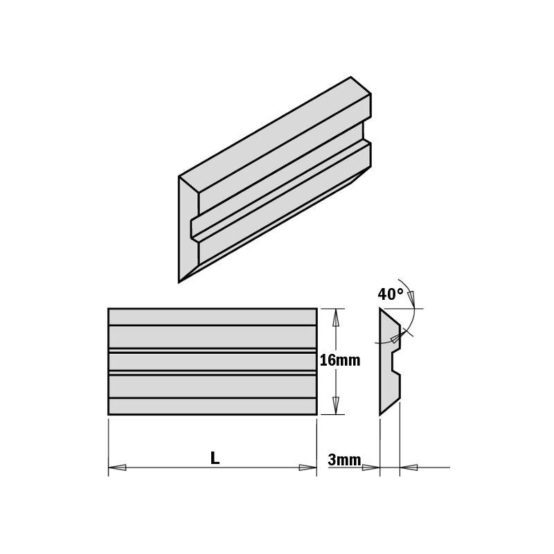 795.080.16 SET 2 COLTELLI -SISTEMA CENTROLOCK- 80x16x3mm HPS