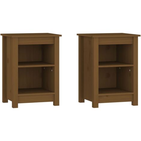 Set 2 comodini con vano a giorno 40 x 35 x 55 cm in legno di pino marrone miele DEC035449