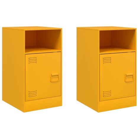 Set 2 comodini con vano a giorno e anta 34,5 x 39 x 62 cm acciaio giallo DEC035421
