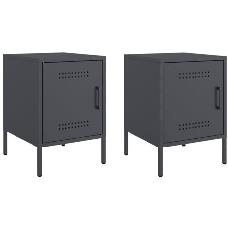 Set 2 comodini con vano con anta 36 x 39 x 50,5 cm acciaio antracite DEC034824