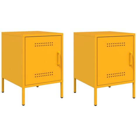 Set 2 comodini con vano con anta 36 x 39 x 50,5 cm acciaio giallo senape DEC035426