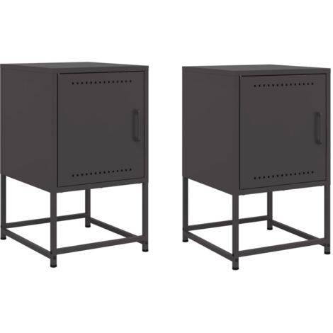 Set 2 comodini con vano con anta 36 x 39 x 60,5 cm acciaio nero DEC035485