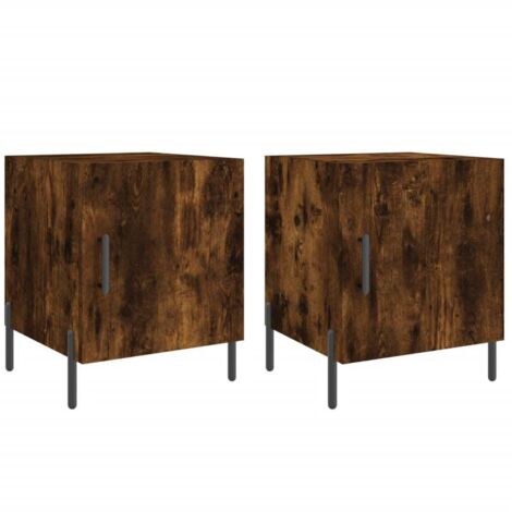 Set 2 comodini con vano con anta 40 x 40 x 50 cm MDF marrone e ferro DEC035124