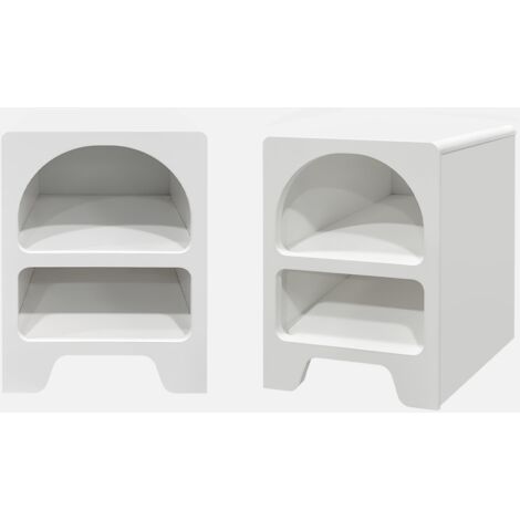 Set 2 comodini effetto legno bianco, 2 nicchie