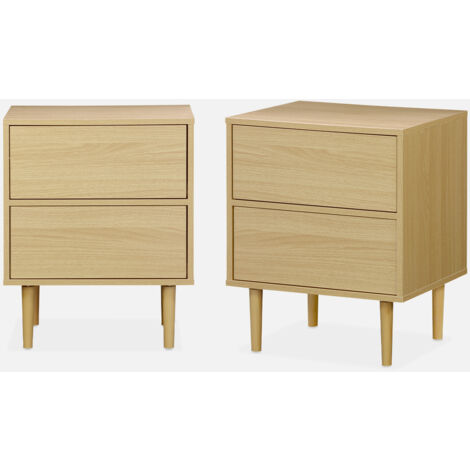 Set 2 comodini effetto legno naturale