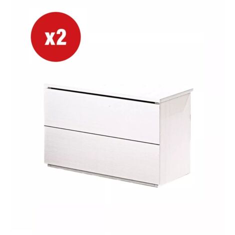 set 2 comodini "giotto" 2 cassetti bianco fiammato 49x38x41 cm
