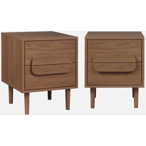 Set 2 comodini vintage effetto legno 2 cassetti