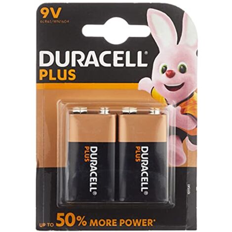 SET 2 CONFEZIONI DURACELL SIMPLY BATTERIA PLUS DA 9 VOLT 1 PEZZO