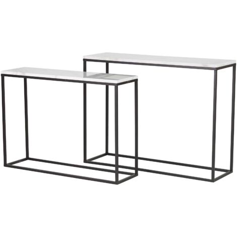 Set 2 Consolas Metal Marmol 100X30X75 91X26X66Cm