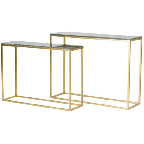 Set 2 Consolas Metal Marmol 100X30X75 91X26X66Cm