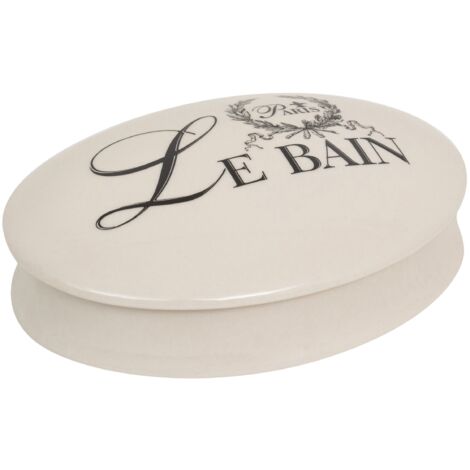 Set 2 Contenitori con coperchio in porcellana bianca decorata "Le Bain Paris" L20,5xPR15xH6 cm