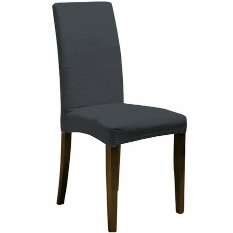Set 2 Coprisedie con Schienale Elasticizzati in Poliestere Grigio