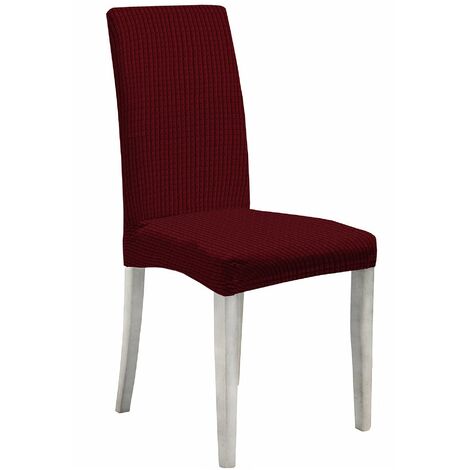 Set 2 Coprisedie con Schienale Elasticizzati in Poliestere Leslie Bordeaux