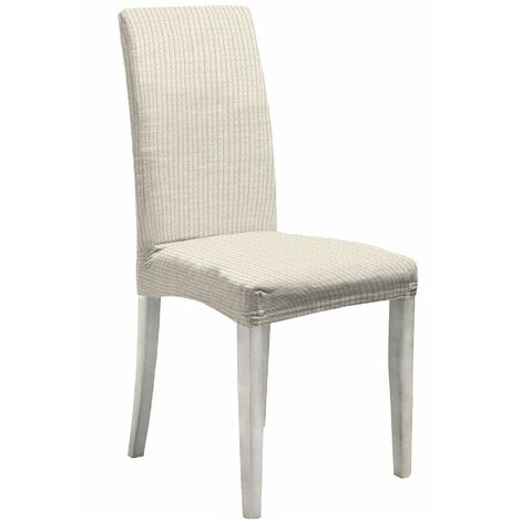 Set 2 Coprisedie con Schienale Elasticizzati in Poliestere Leslie Panna
