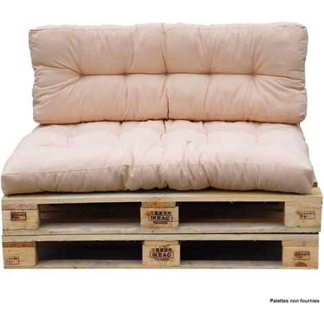 Set 2 coussins d'extérieur haute densité pour palette RIOU Taupe