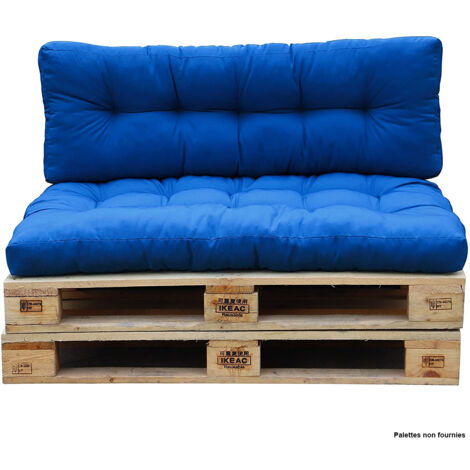 Set 2 coussins palette d'extérieur RIOU Bleu 120 x 80 x 15 cm