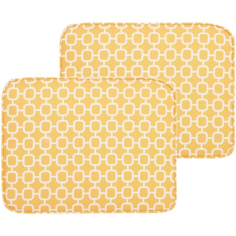 Set 2 Cuscini Giardino Motivo Geometrico Giallo e Bianco Fiji