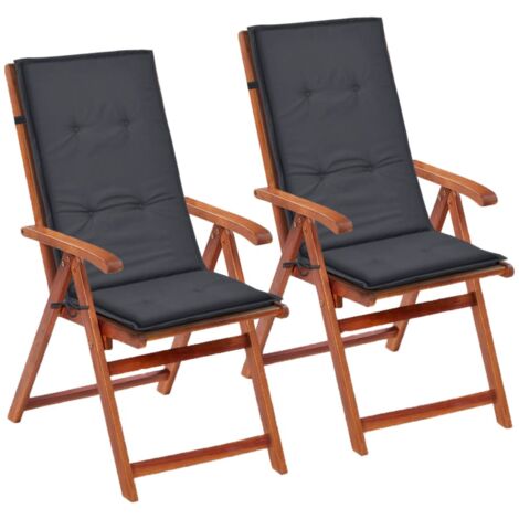 Set 2 cuscini per sedia da giardino in tessuto antracite 120x50x3 cm DEC021542