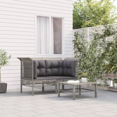 BONNEVIE Set 2 Divani da Giardino Divani Angolari,Sofa con CusciniPolyrattan Grigio -BVH56344